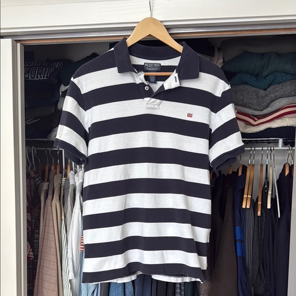 Polo Jeans Co Classic White and Blue Striped Polo - Picture 1 of 3
